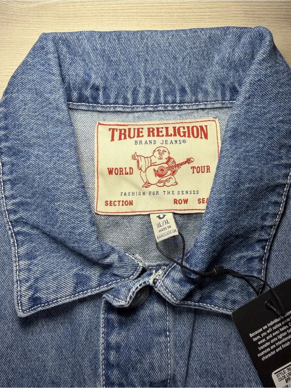 True Religion Men’s Blue Denim Trucker Jacket Embroidered NWT XL Y2K
